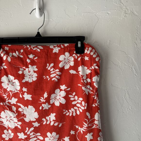 Vanity Y2k Hawaiian Large Red White Floral Strapless Tube Top Beach Summer - Picture 2 of 7